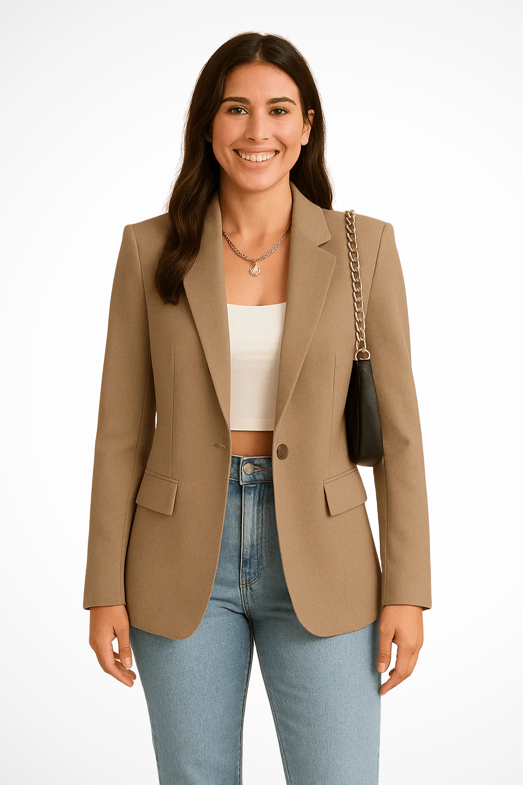 Women's Blazer Vest Sleeveless Slim Fit Button Front V-Neck Tailored