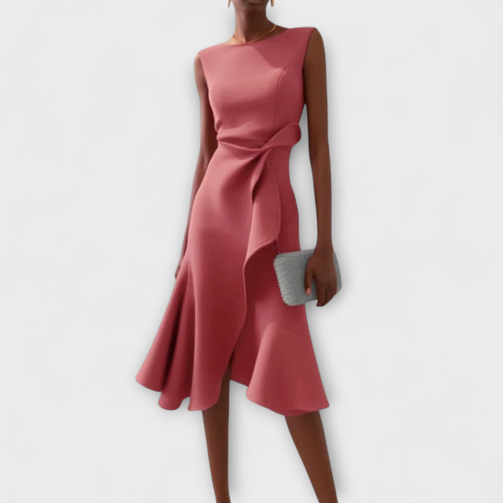 Women's Velvet Midi Dress Sleeveless Slim Fit