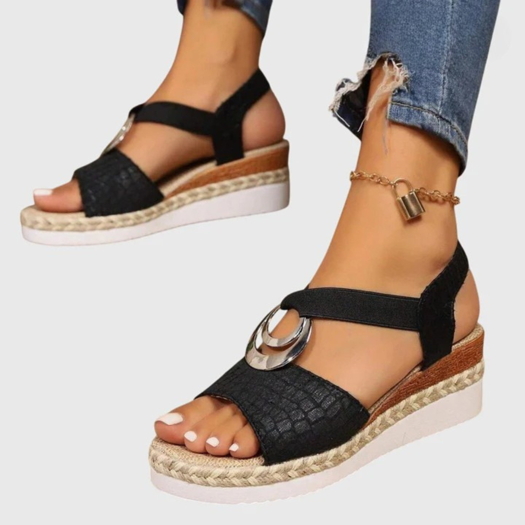 Women's Sandals Leather Orthotic Open Toe Slingback Cushioned Insole Low Heel