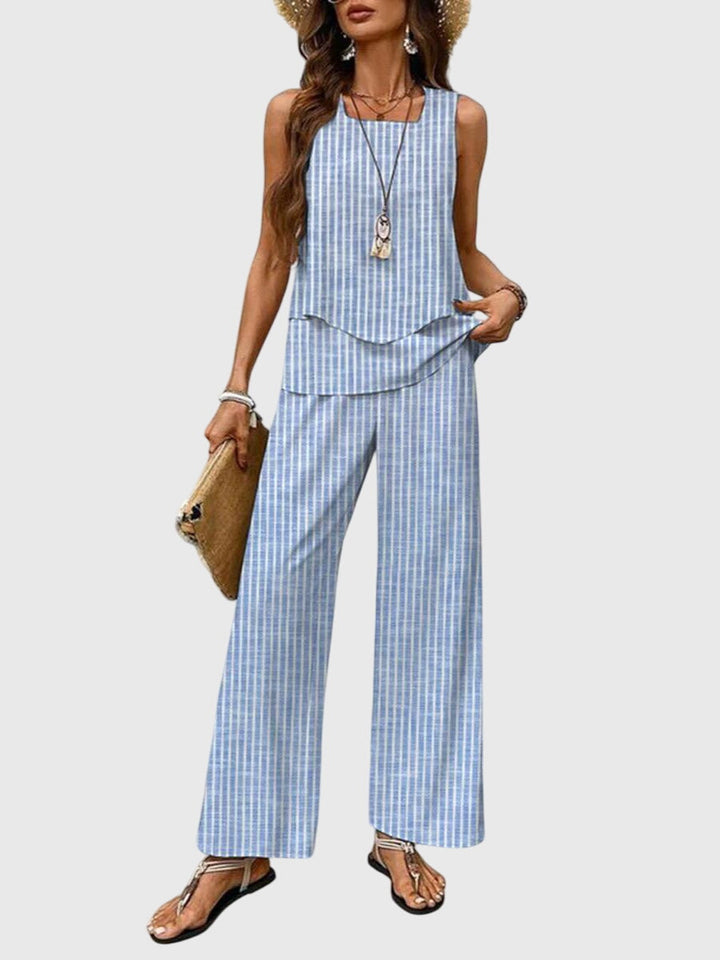 Women's Two Piece Set Casual Sleeveless Tank Top Wide Leg Pants Summer