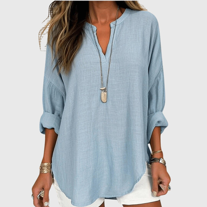Women's Blouse V-Neck Long Sleeve Button-Up Casual