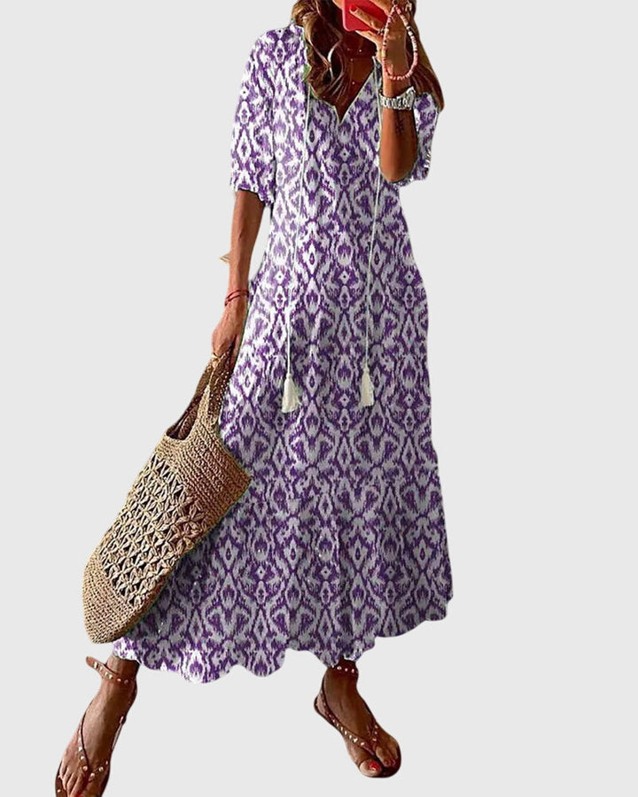 Women's Viscose Floral Sleeveless Dress Boho Vintage
