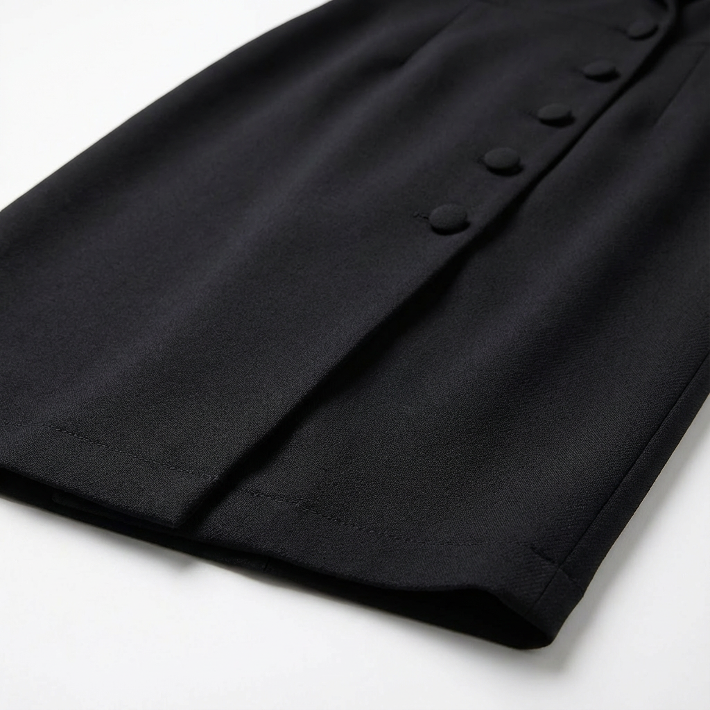 Women's Midi Dress Velvet Slim Fit Button Front Long Sleeve V-Neck