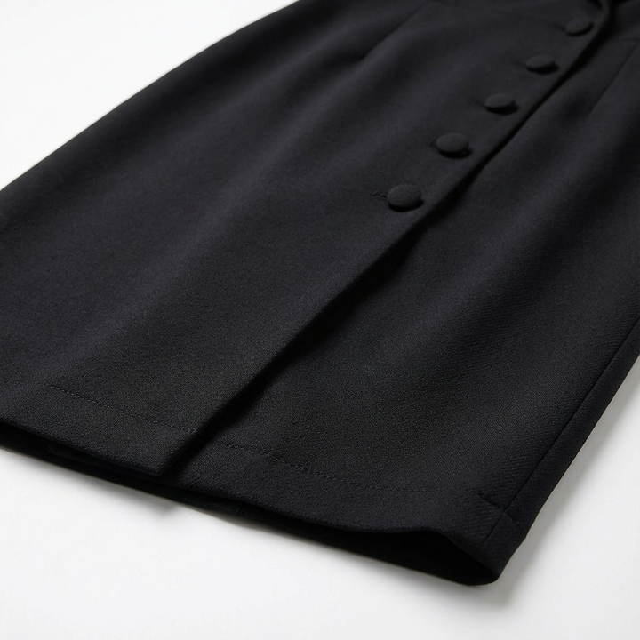 Women's Midi Dress Velvet Slim Fit Button Front Long Sleeve V-Neck