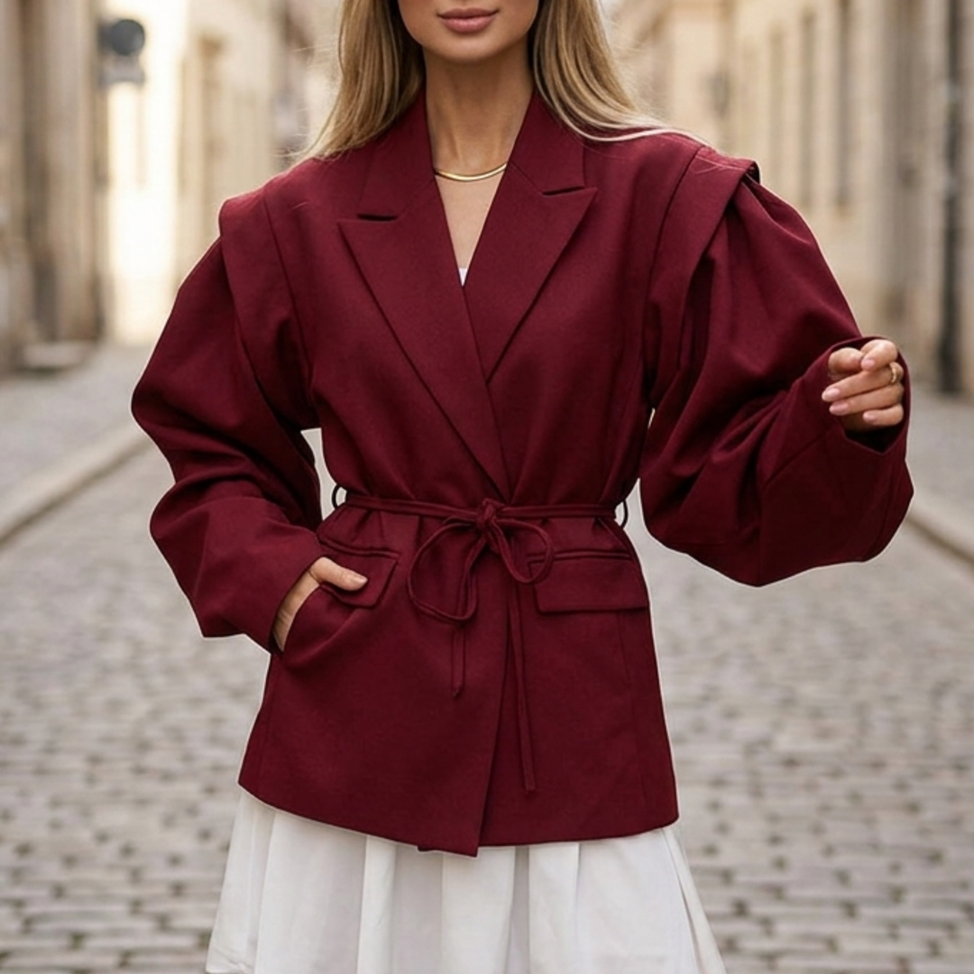 Women’s Belted Blazer Oversized Long Sleeve Jacket