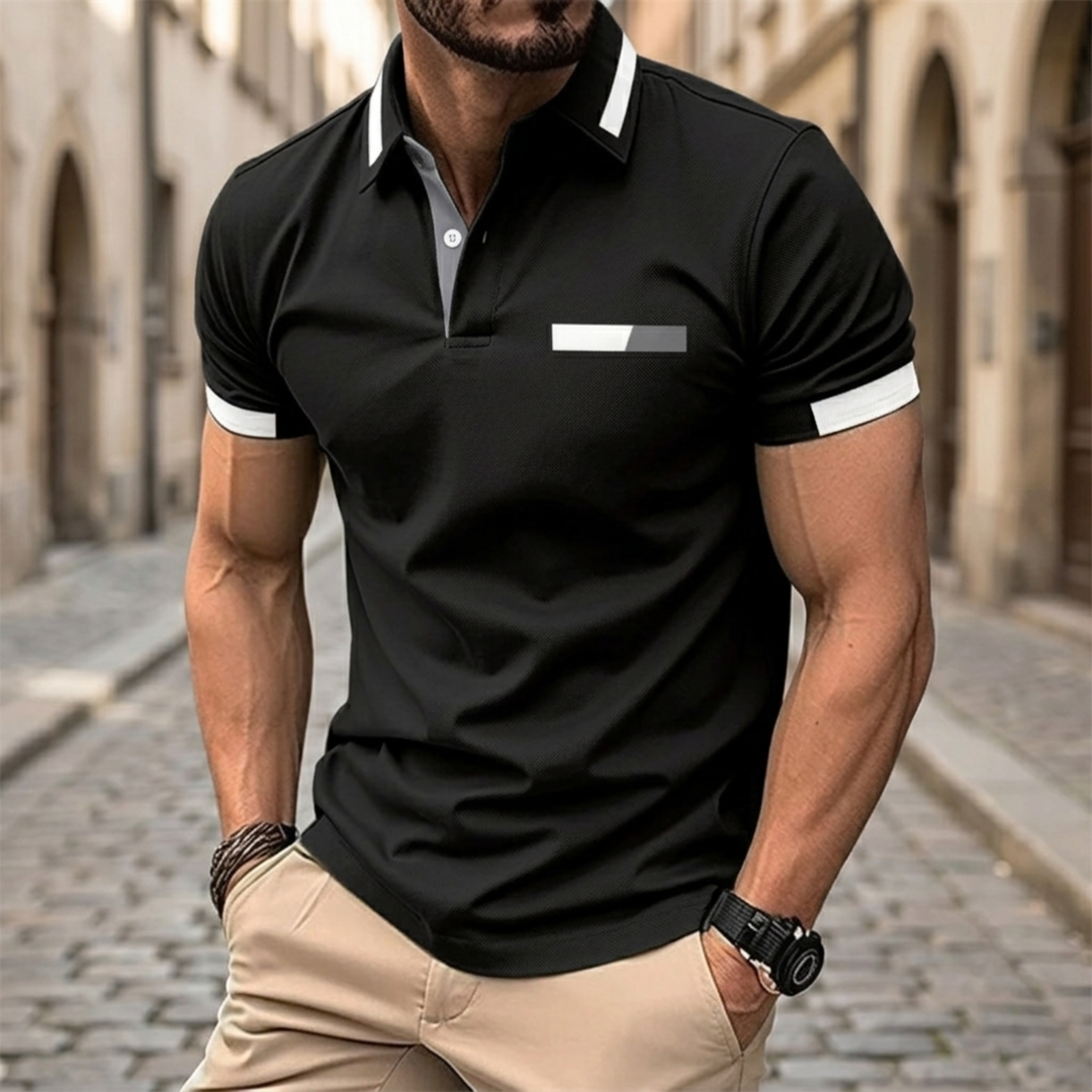 Polo Shirt Short Sleeve Contrast Trim Slim Fit Men