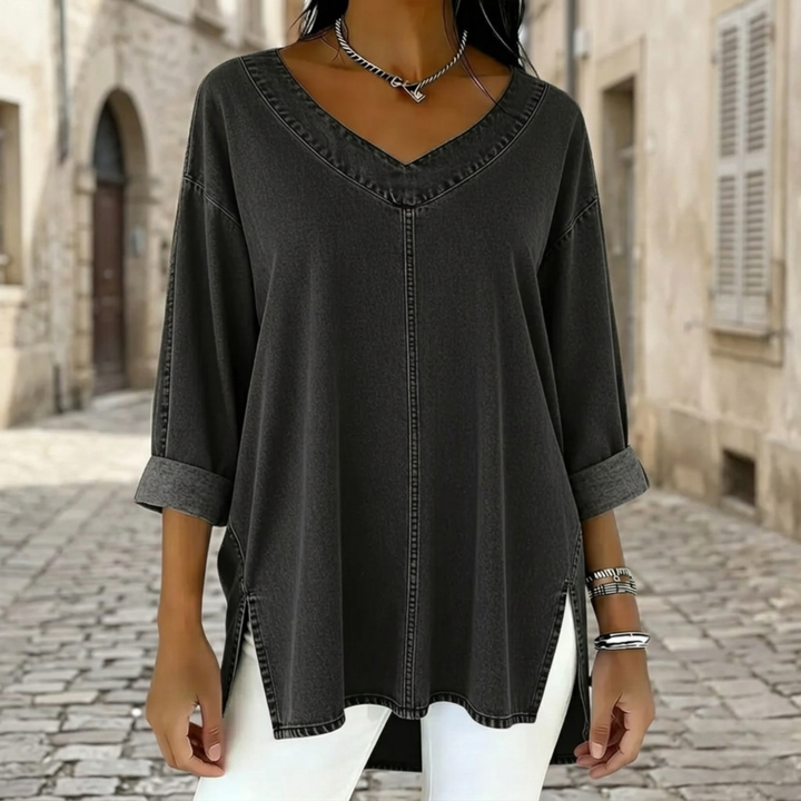 Women’s Oversized V Neck Tunic Top 3/4 Sleeve Casual Blouse