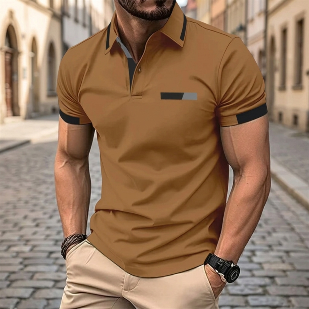 Polo Shirt Short Sleeve Contrast Trim Slim Fit Men