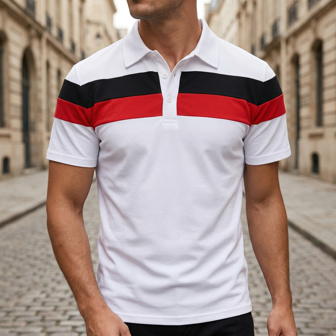 Polo Shirt Short Sleeve Color Block Casual Men