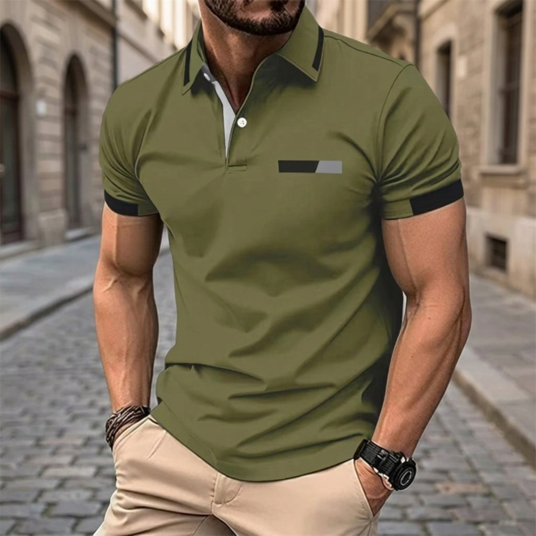 Polo Shirt Short Sleeve Contrast Trim Slim Fit Men