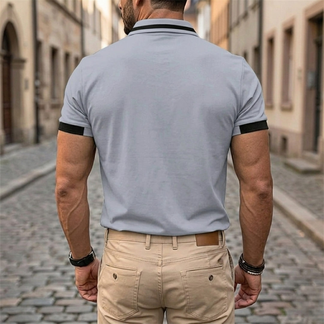 Polo Shirt Short Sleeve Contrast Trim Slim Fit Men