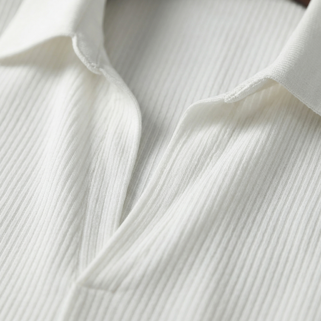 Short Sleeve Shirt Ribbed Open Collar Casual Men