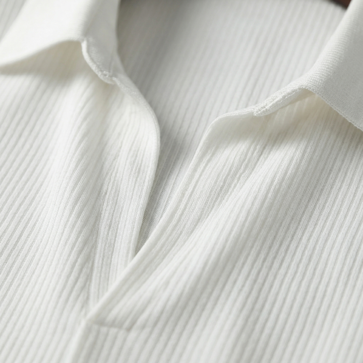 Short Sleeve Shirt Ribbed Open Collar Casual Men