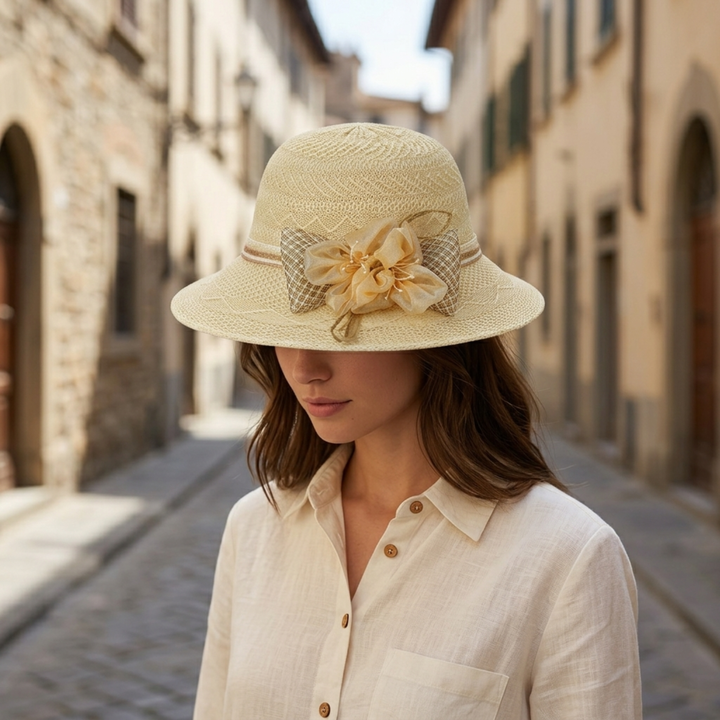 Straw Hat Cloche Style Bow Detail Summer Women