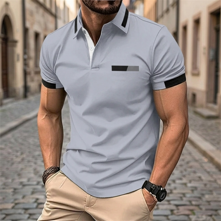 Polo Shirt Short Sleeve Contrast Trim Slim Fit Men