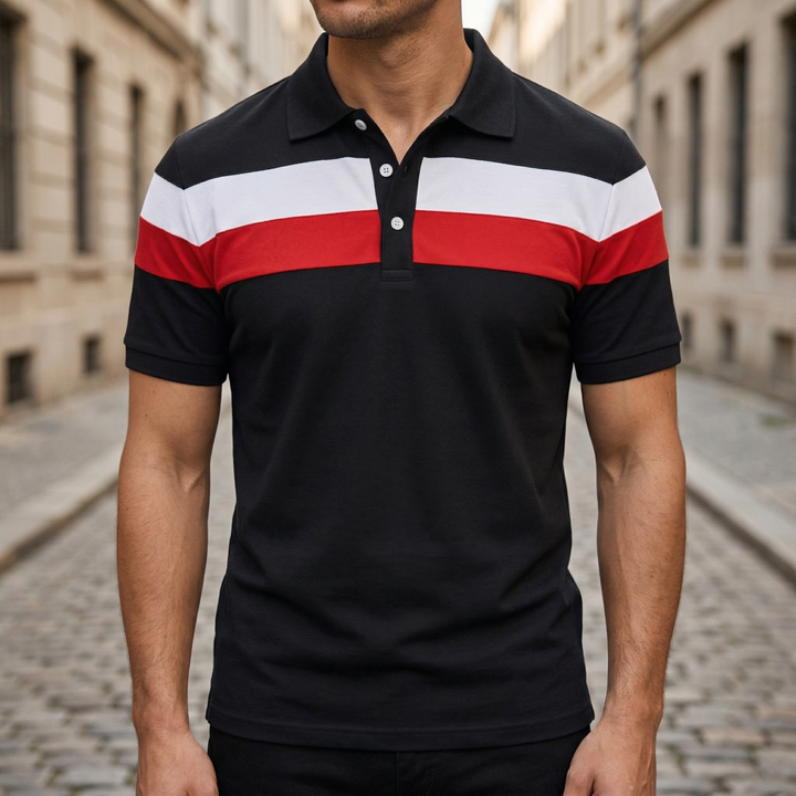 Polo Shirt Short Sleeve Color Block Casual Men