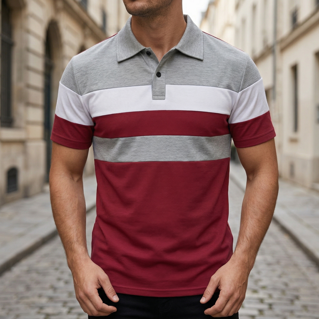 Polo Shirt Short Sleeve Color Block Casual Men