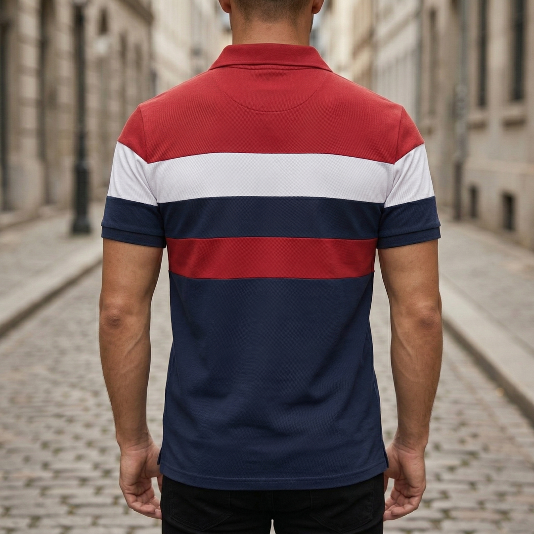 Polo Shirt Short Sleeve Color Block Casual Men