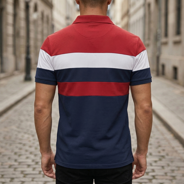 Polo Shirt Short Sleeve Color Block Casual Men