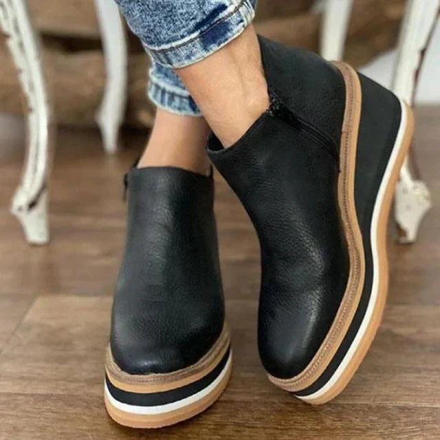 Women's Ankle Boots Waterproof Orthopedic Slip-On Platform Round Toe Walking