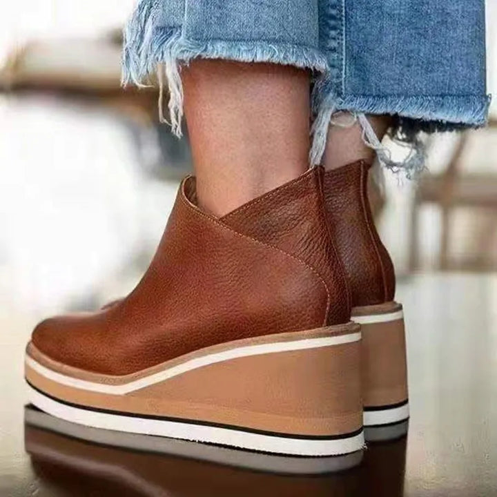 Women's Ankle Boots Waterproof Orthopedic Slip-On Platform Round Toe Walking