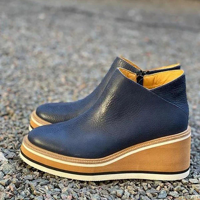 Women's Ankle Boots Waterproof Orthopedic Slip-On Platform Round Toe Walking