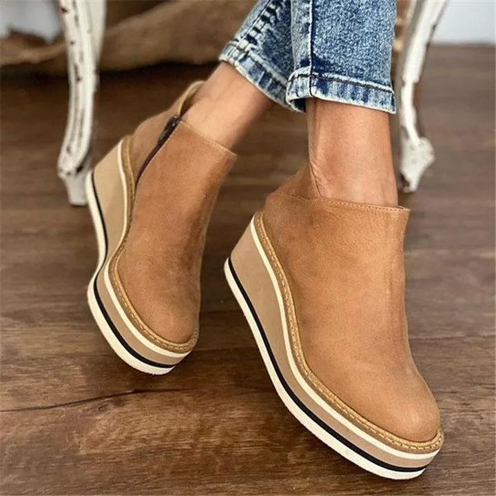 Women's Ankle Boots Waterproof Orthopedic Slip-On Platform Round Toe Walking