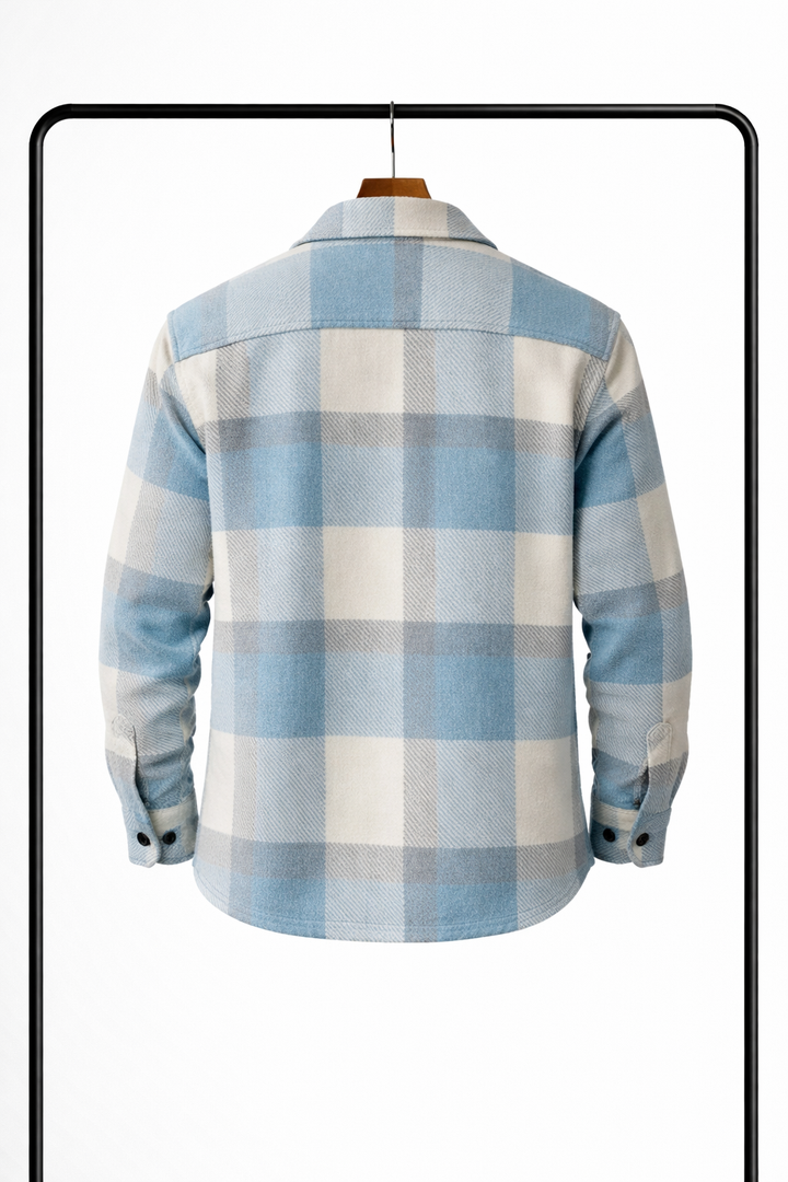 Men's Shirt Jacket Checked Regular Fit Button-Up Long Sleeve Casual
