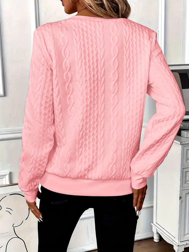 Women's Knit Sweater Textured Long Sleeve Quarter Zip