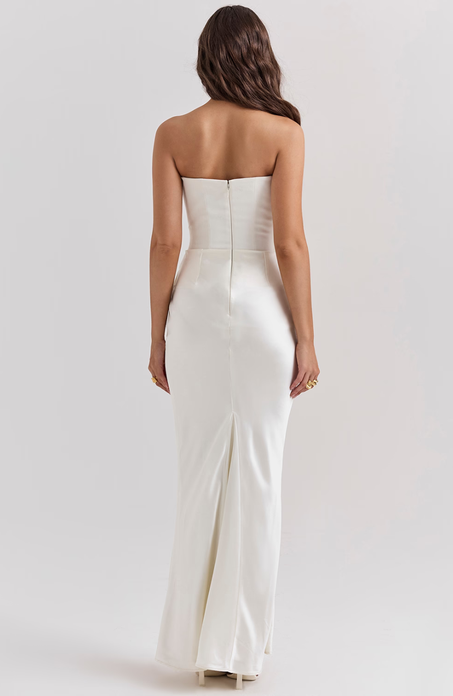 Women's Maxi Dress Satin Slim Fit Strapless Ruched