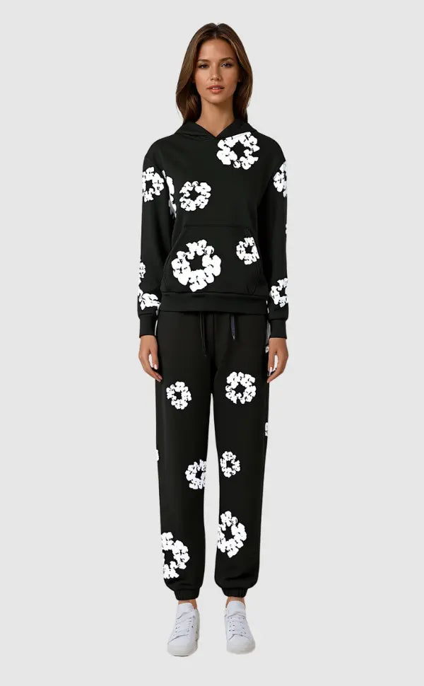 Women's Tracksuit Cotton Slim Fit Hooded Long Sleeve Jogger Set