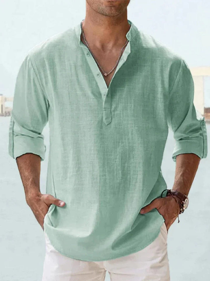 Men's Shirt Linen Button-Up Long Sleeve Relaxed Fit – Beach Leisure