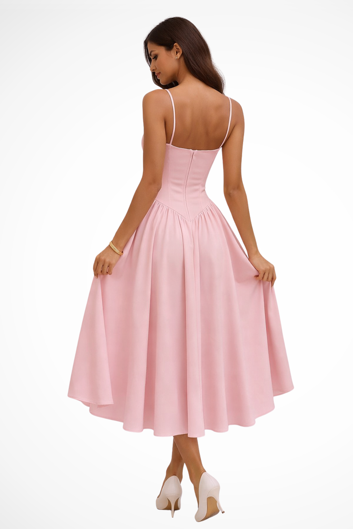 Women's Midi Dress A-Line Corset Sleeveless Square Neck