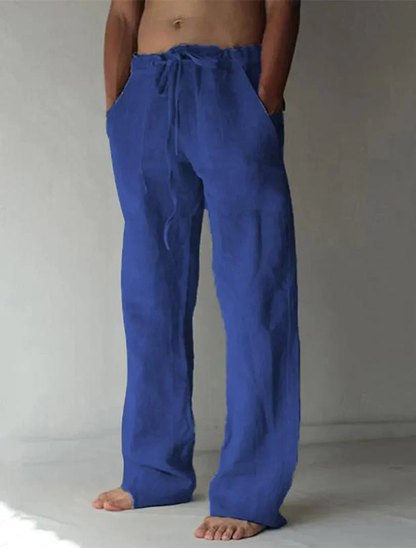 Men's Pants Linen Baggy Loose Fit Pockets Casual