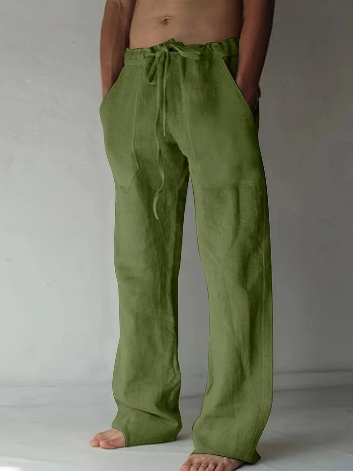 Men's Pants Linen Baggy Loose Fit Pockets Casual