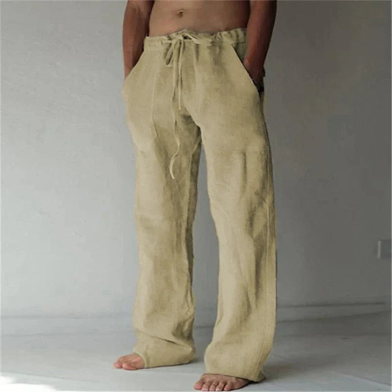 Men's Pants Linen Baggy Loose Fit Pockets Casual