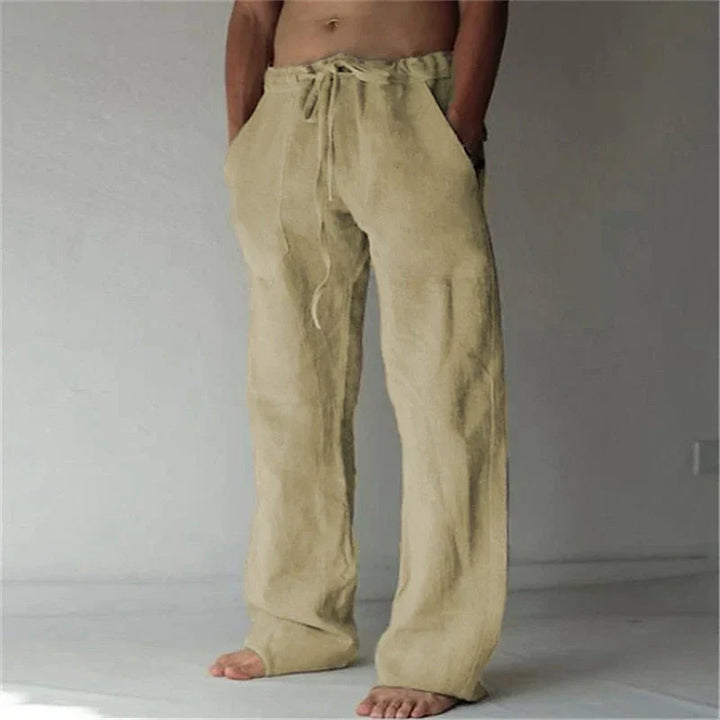 Men's Pants Linen Baggy Loose Fit Pockets Casual