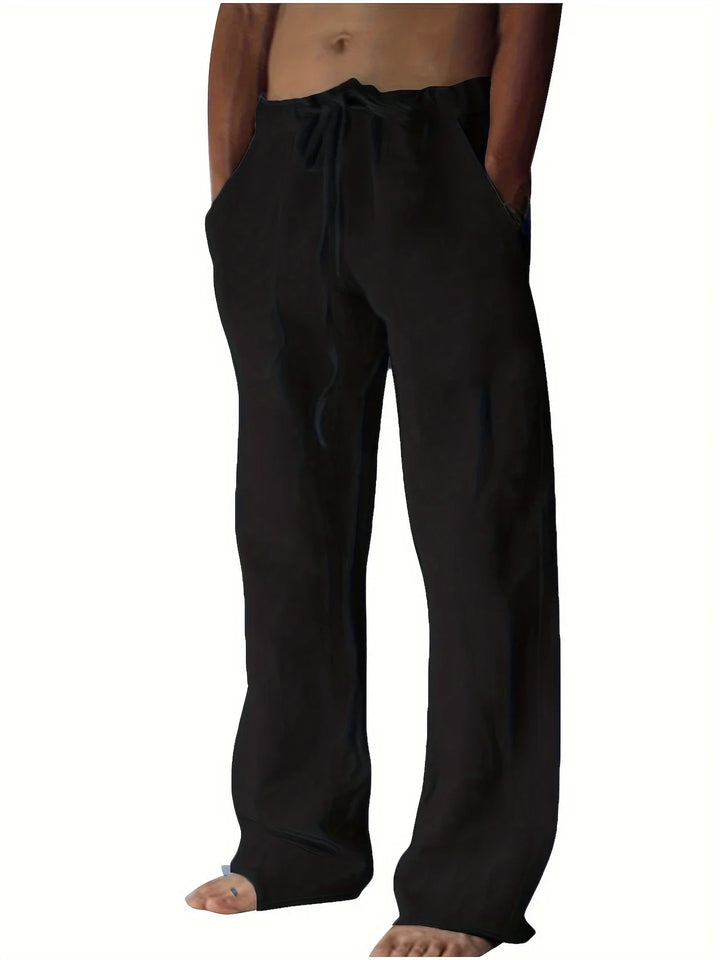 Men's Pants Linen Baggy Loose Fit Pockets Casual