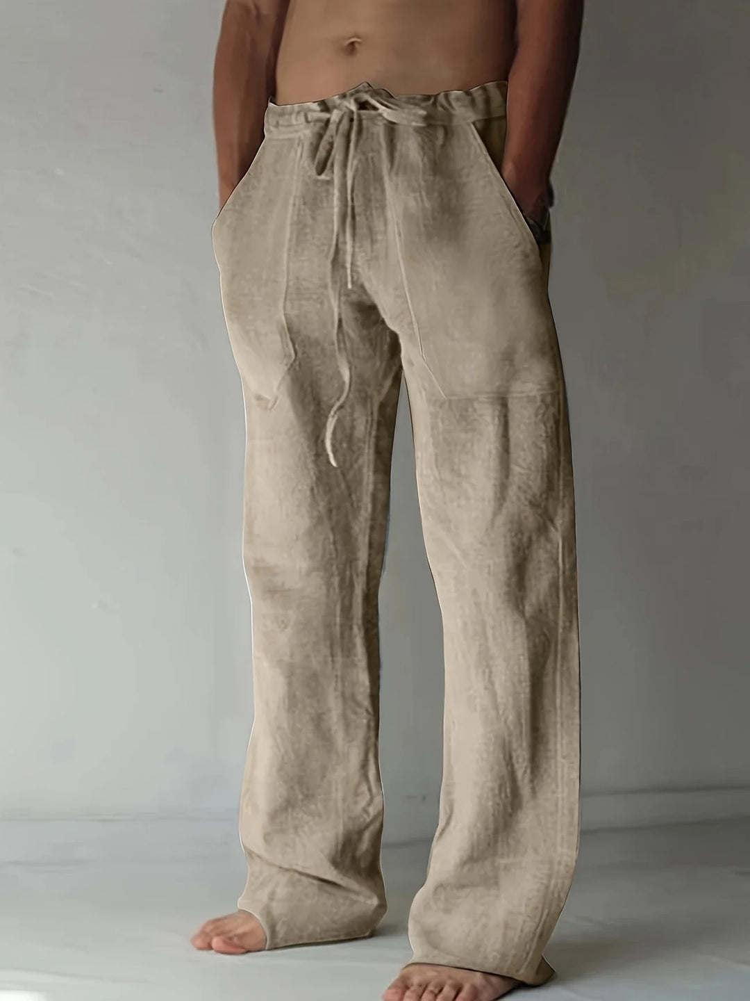 Men's Pants Linen Baggy Loose Fit Pockets Casual