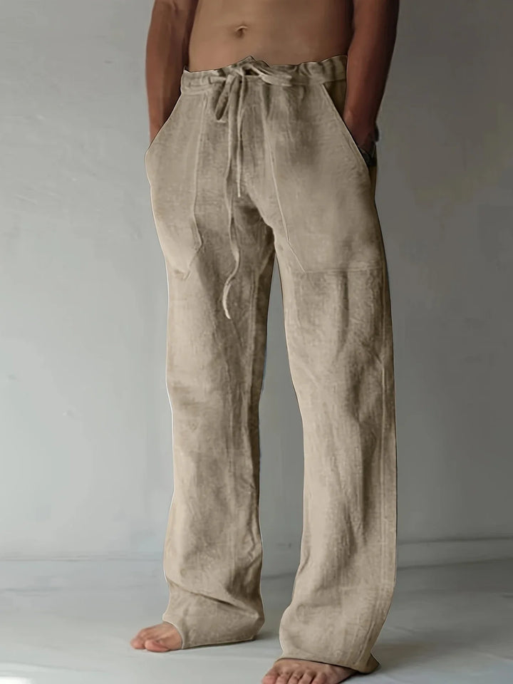 Men's Pants Linen Baggy Loose Fit Pockets Casual