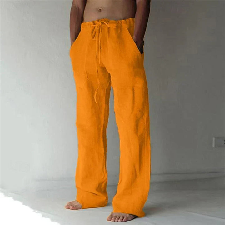 Men's Pants Linen Baggy Loose Fit Pockets Casual