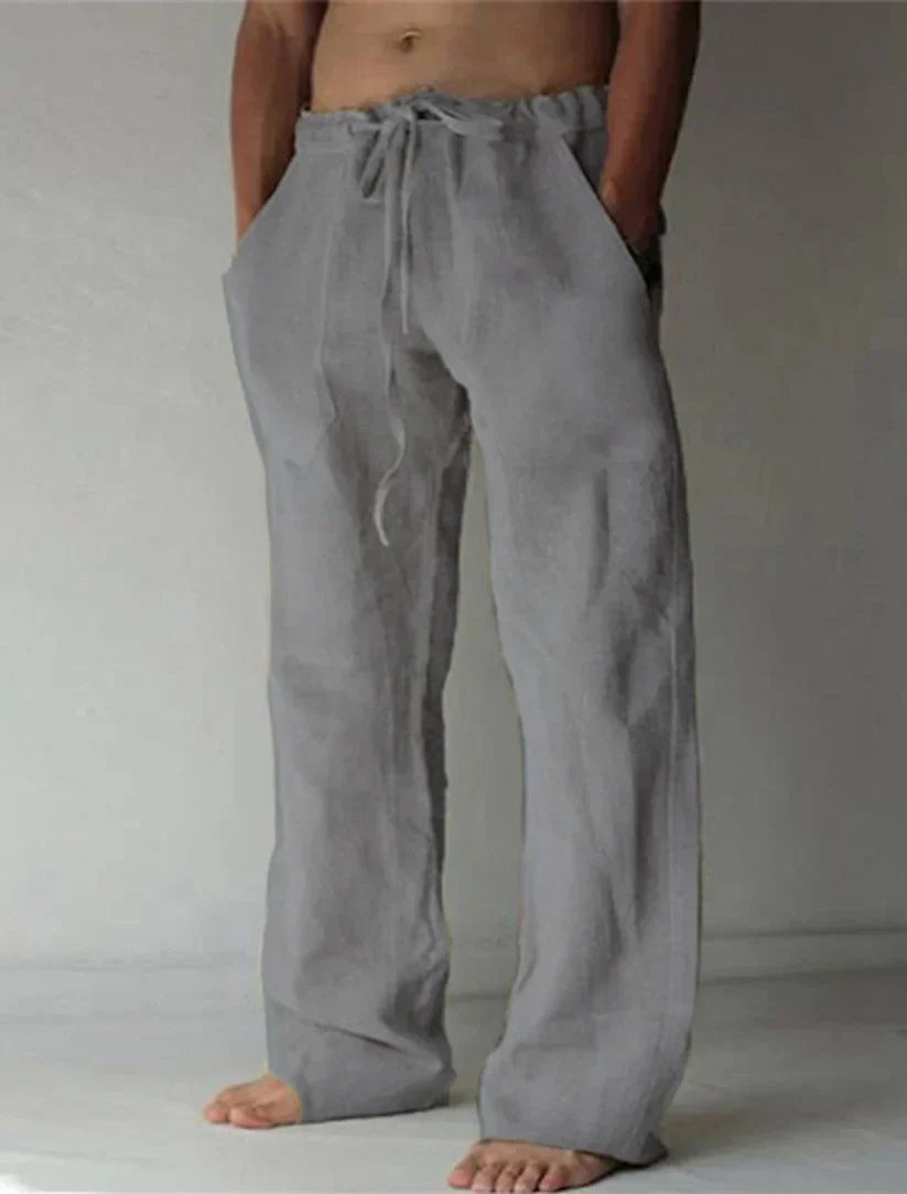 Men's Pants Linen Baggy Loose Fit Pockets Casual