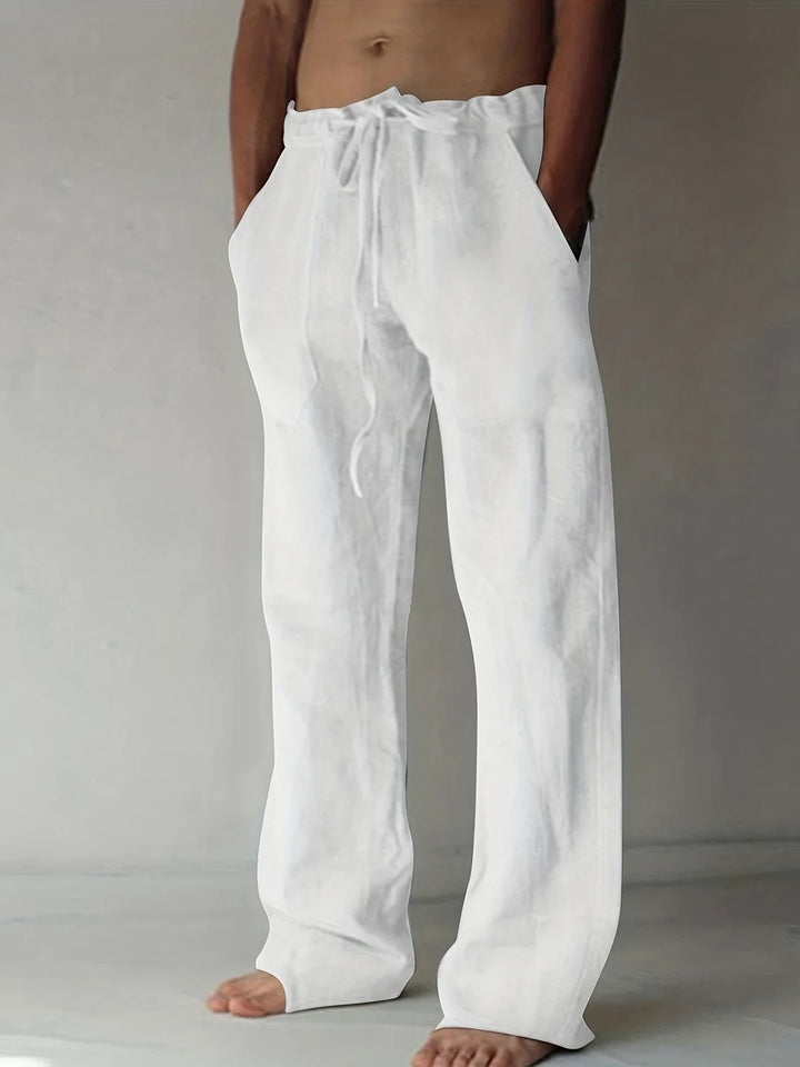 Men's Pants Linen Baggy Loose Fit Pockets Casual