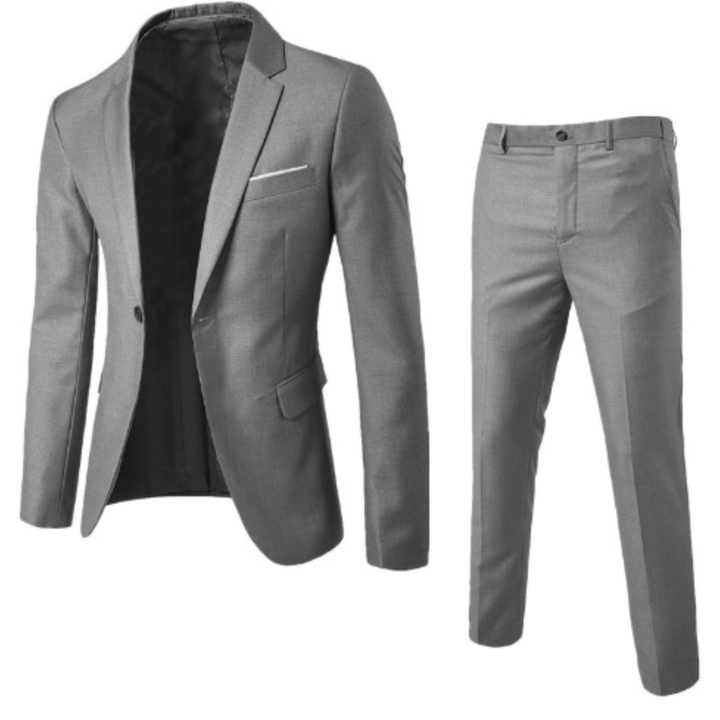 Men's Suit Two-Piece Set Slim Fit Button Closure Formal