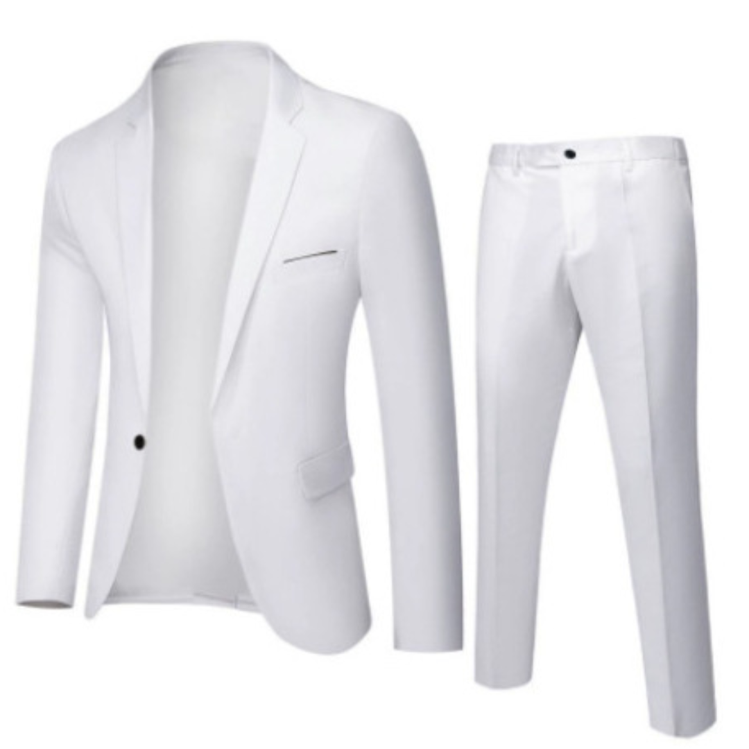 Men's Suit Two-Piece Set Slim Fit Button Closure Formal