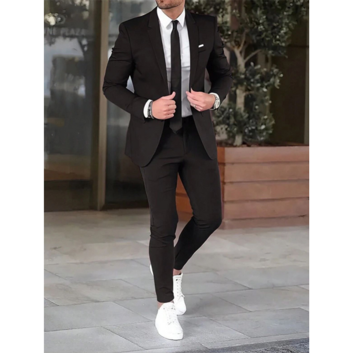 Men's Suit Two-Piece Set Slim Fit Button Closure Formal