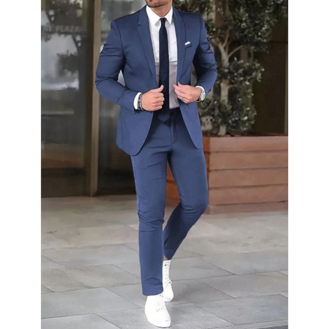 Men's Suit Two-Piece Set Slim Fit Button Closure Formal