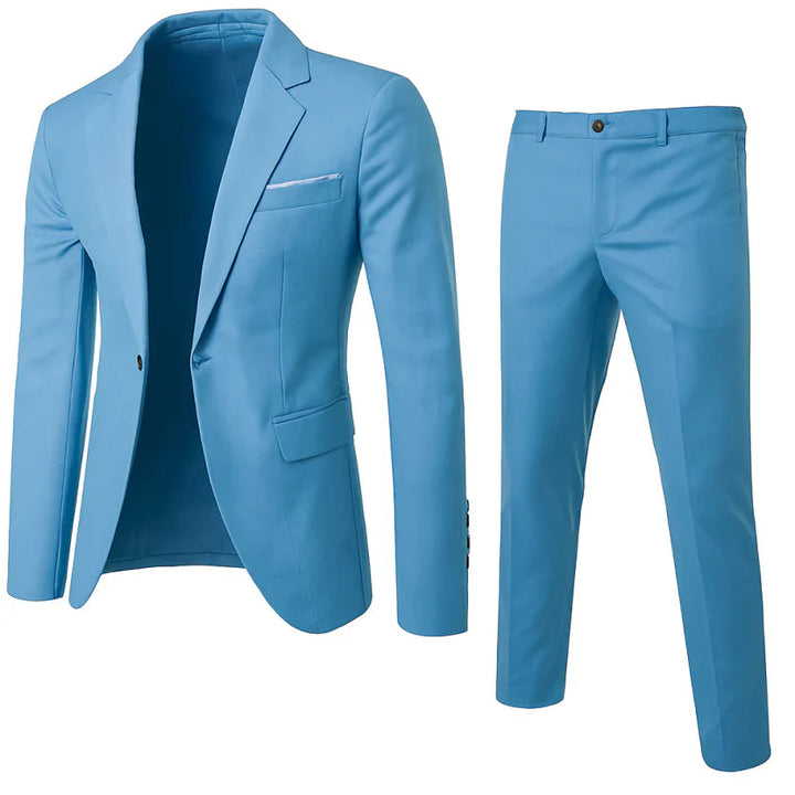 Men's Suit Two-Piece Set Slim Fit Button Closure Formal
