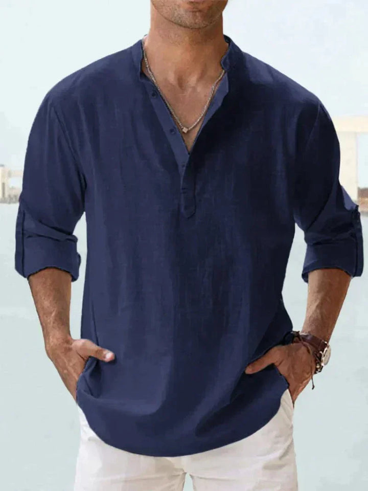 Men's Shirt Linen Button-Up Long Sleeve Relaxed Fit – Beach Leisure