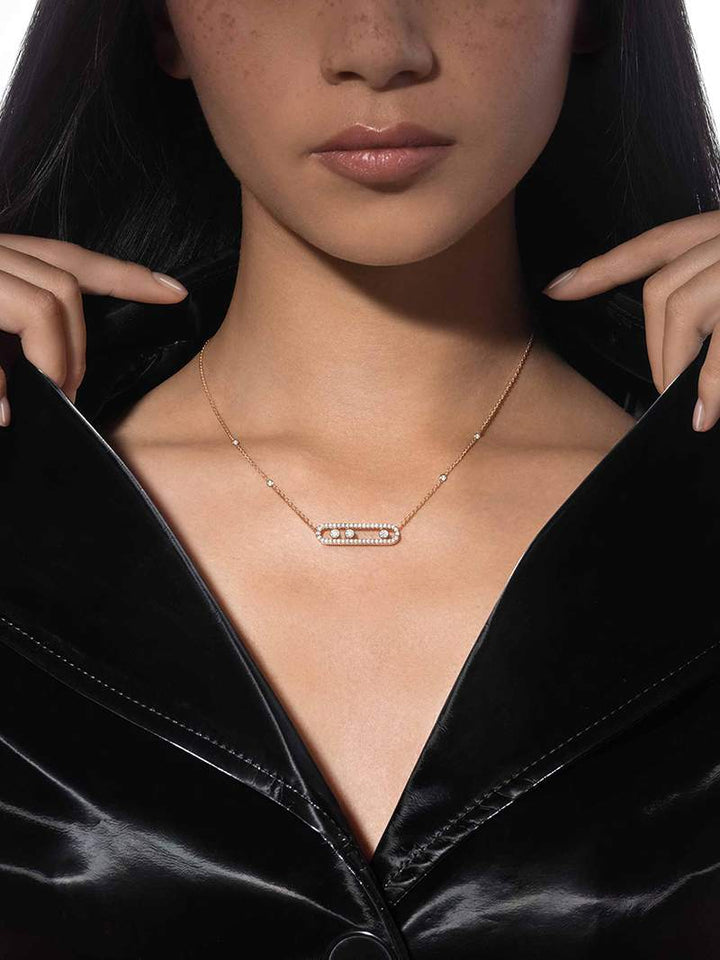 Women's Necklace Plated Stainless Steel Moving Diamonds Pendant